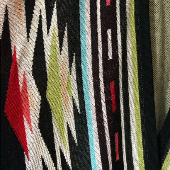 Rancho Estancia Knit Poncho, Cape. Soft Viscose Knit. Multicolor on Black. - Picture 4 of 12